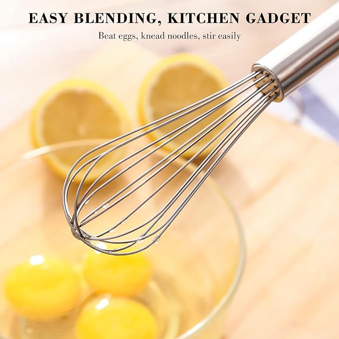 NileHome Stainless Steel Whisk Set 8" 10" 12" Kitchen Whisk Balloon Whisk Kitchen Wisk Wire Whisks for Cooking, Whisking, Blending, Beating, Stirring-3 Pack…