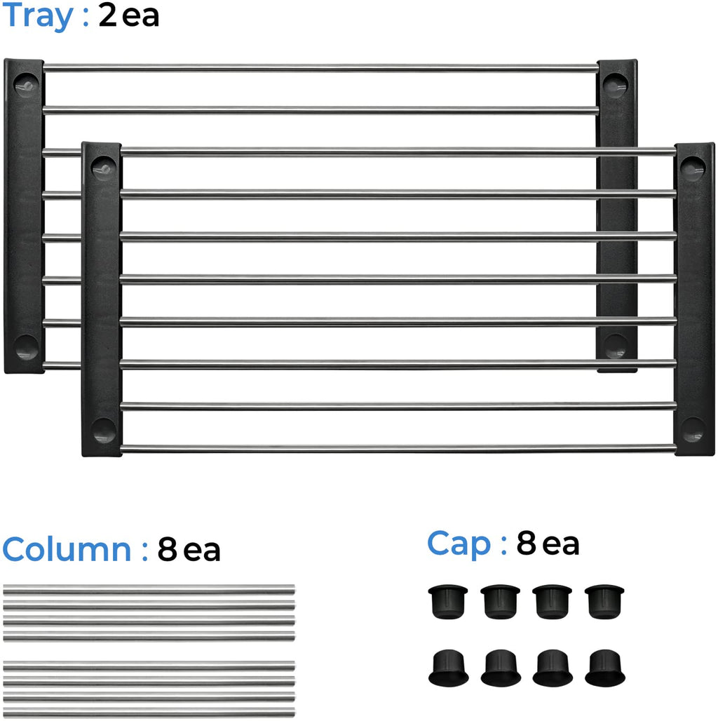 carrotez Set of 2 Stackable Cabinet Organizer Shelf 15.7 x 7.8 x 6.1 Black