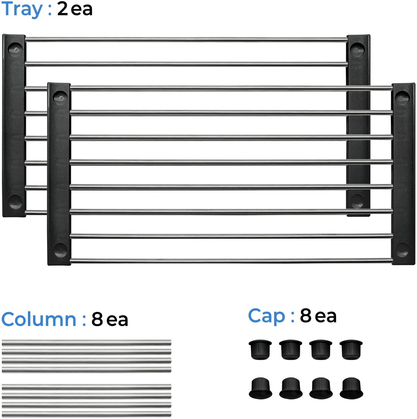 carrotez Set of 2 Stackable Cabinet Organizer Shelf 15.7 x 7.8 x 6.1 Black