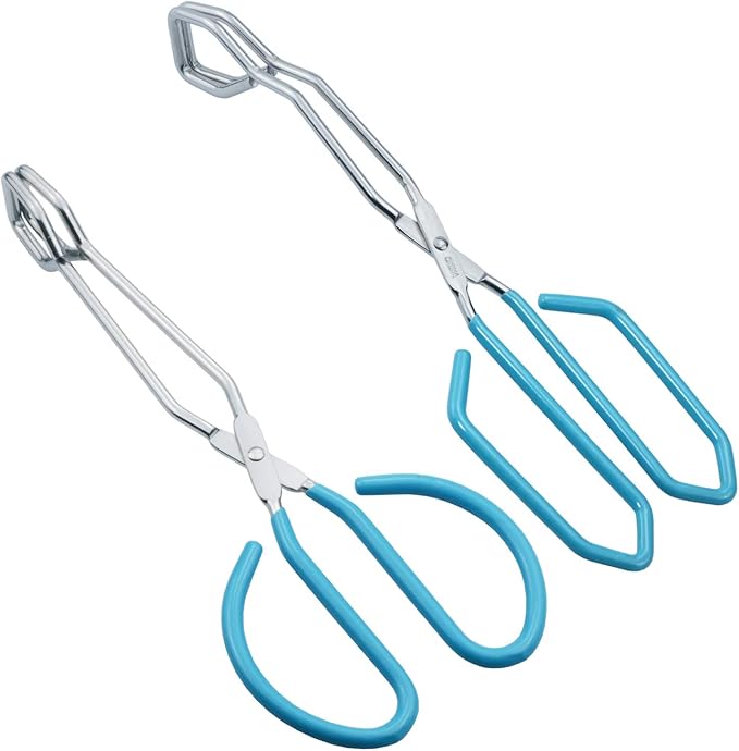 HINMAY Scissor Style Tongs 10 Inches and 11 Inches Set, Set of 2