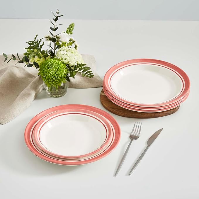 Portmeirion Potter's Stripe Dinner Plate - Red, Set of 4
