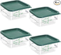 TSUBOR 4 Pack Food Storage Containers with Green Lids, 2.0 Qt - Square, Clear, Polycarbonate, for Restaurant Commercial Kitchen and Home party