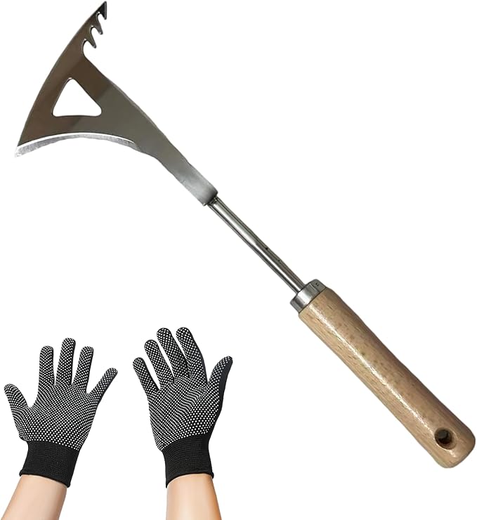 KSOUSLATU Weed Puller Tool, Manual Stainless Steel Weeding Tool, Triangle Shape for Lawn Vegetable Garden Farm Planting