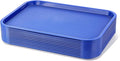 New Star Foodservice Fast Food Tray, 12 x 16 Inch Reusable Plastic Cafeteria Serving Tray, Textured Non-Slip Surface, Stackable Restaurant Tray, Blue, Set of 12