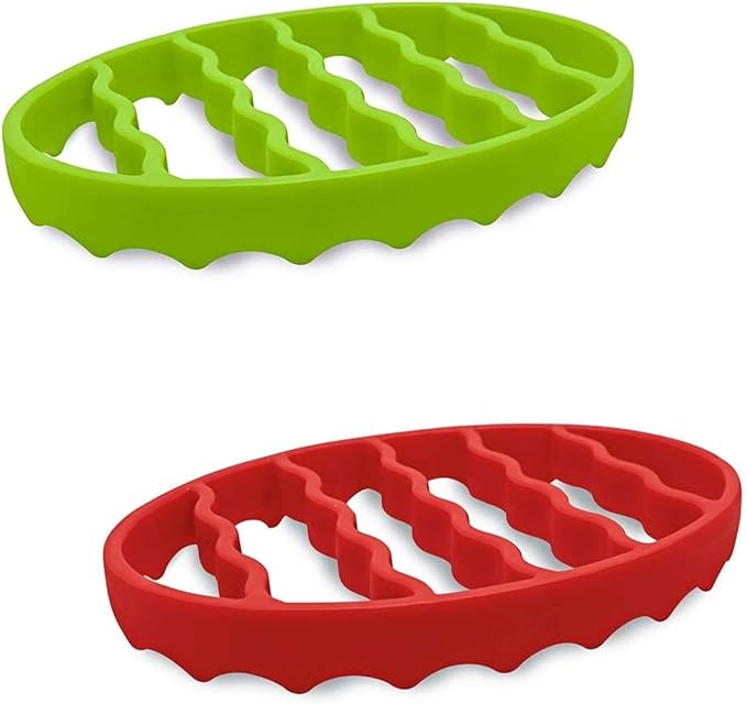 GHYUOPIEF Slow Cooker Silicone Rack, Used for Roasting Pot Cooking Steamer Silicone Pressure Cooker Baking Accessories Compatible with 6 quarts and 8 quarts Stove (Oval, Green, red)