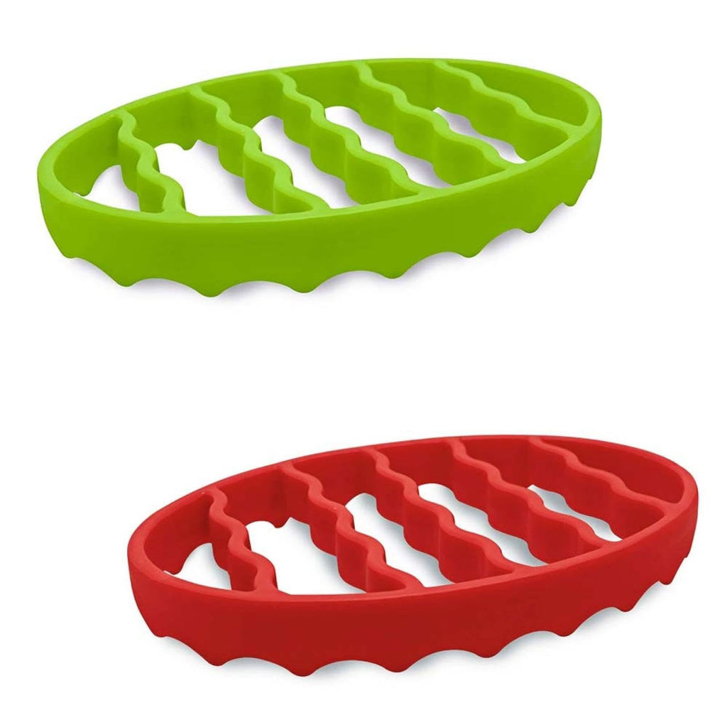 GHYUOPIEF Slow Cooker Silicone Rack, Used for Roasting Pot Cooking Steamer Silicone Pressure Cooker Baking Accessories Compatible with 6 quarts and 8 quarts Stove (Oval, Green, red)