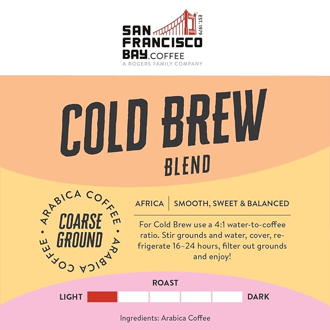 San Francisco Bay Coffee Cold Brew Blend Ground Coffee, 28 oz bag
