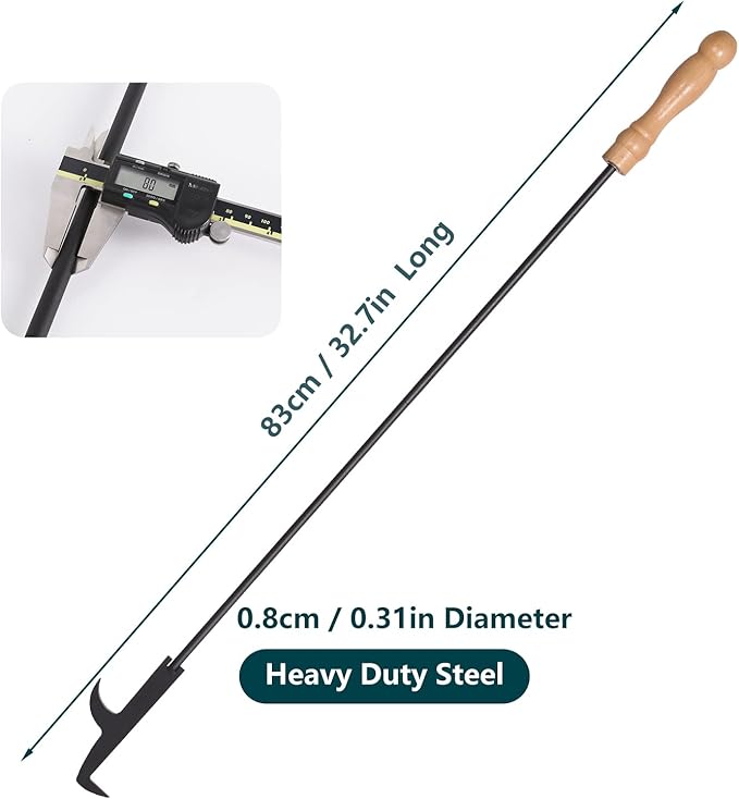 AGM Fire Pit Poker, 32" Fire Poker Stick with Wooden Handle
