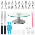 Uten Cake Turntable Glass Stand 12", Baking Decorating Tools Set 33pcs