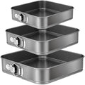 Yetthpowr Springform Cake Pan Set of 3 (9.5, 10, 11 Inch) Square Baking Pans Nonstick Cheesecake Pans with Removable Bottom Bakeware for Cake, Cheesecakes, Pizza, and Quiches