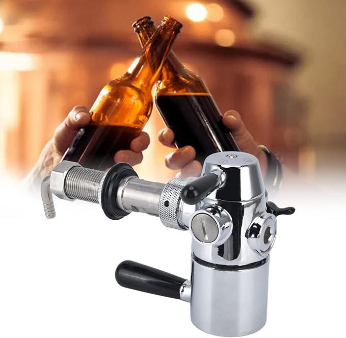 Cryfokt Beer Bottle Filler, No Foam Counter Pressure Bottle Filler with Removable Clip Lock 304 Stainless Steel Fast Filling Glass Bottle Filling Tool for Beer & Wine