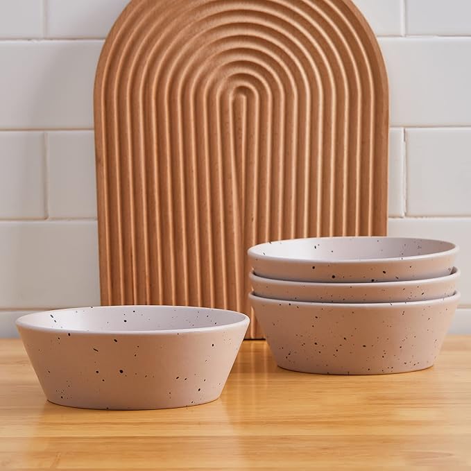 Stone Lain Jade Stoneware 16 Piece Dinnerware Set, Home Kitchen Dish Set with Dinner Plates, Salad Plates, Bowls, & Mugs - Service for 4, Taupe