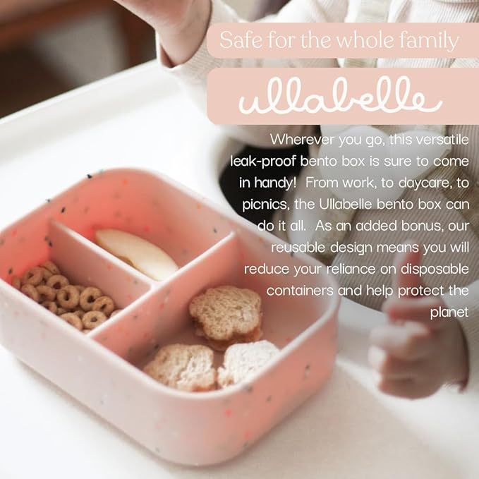 Ullabelle Silicone Bento Box |Portable, Leak Resistant, Food-Grade (Bento 3 Peach), Standard