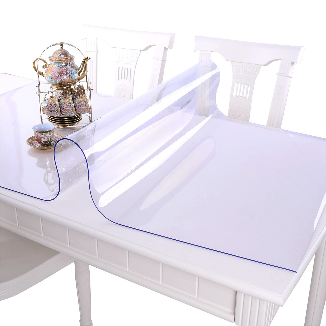 NECAUX Clear PVC Table Cover Protector 52 x 79 Inch 1.5mm Thick
