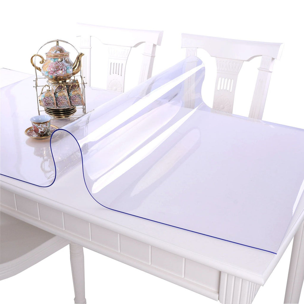 NECAUX Custom 46 x 111 Inch Clear Table Cover Protector, 1.5mm Thick Wood Grain Transparent Table Pad Non-Slip Tablecloth Plastic Protective Pad for Dining Room Table Conference Table Meeting Table