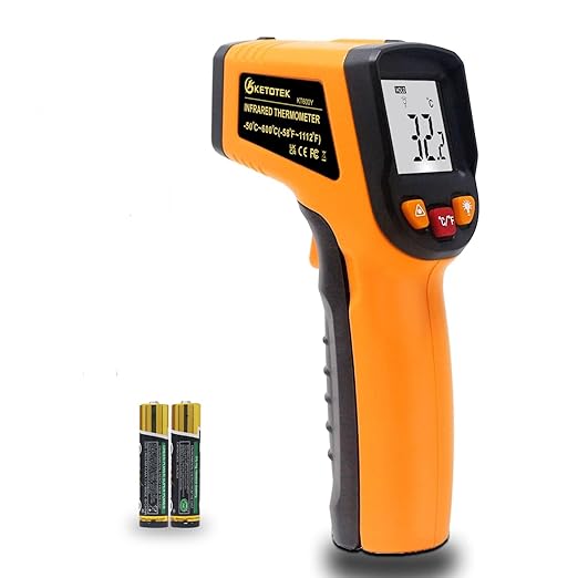 Ketotek Digital Infrared Thermometer Temperature Gun -58°F to 1112 °F(-50°C to 600°C) Handheld Non Contact IR Laser Thermometer KT600Y for Cooking Meat Refrigerator Pool Pizza Oven BBQ Food