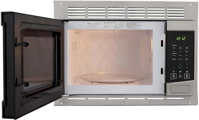 RV Stainless Steel Microwave Oven with Turntable - 1.0 Cu. Ft. Capacity | Includes Trim Kit for Easy Installation & Stylish Finish