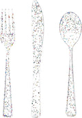 Supernal 360pcs Clear Glitter Plastic Silverware, Color Disposable Cutlery
