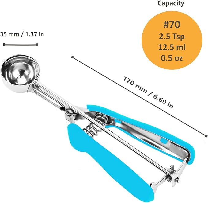 #70 Cookie Scoop, 2.5tsp/12.5ml/0.5oz Cookie Scoops for Baking, Melon Scoop
