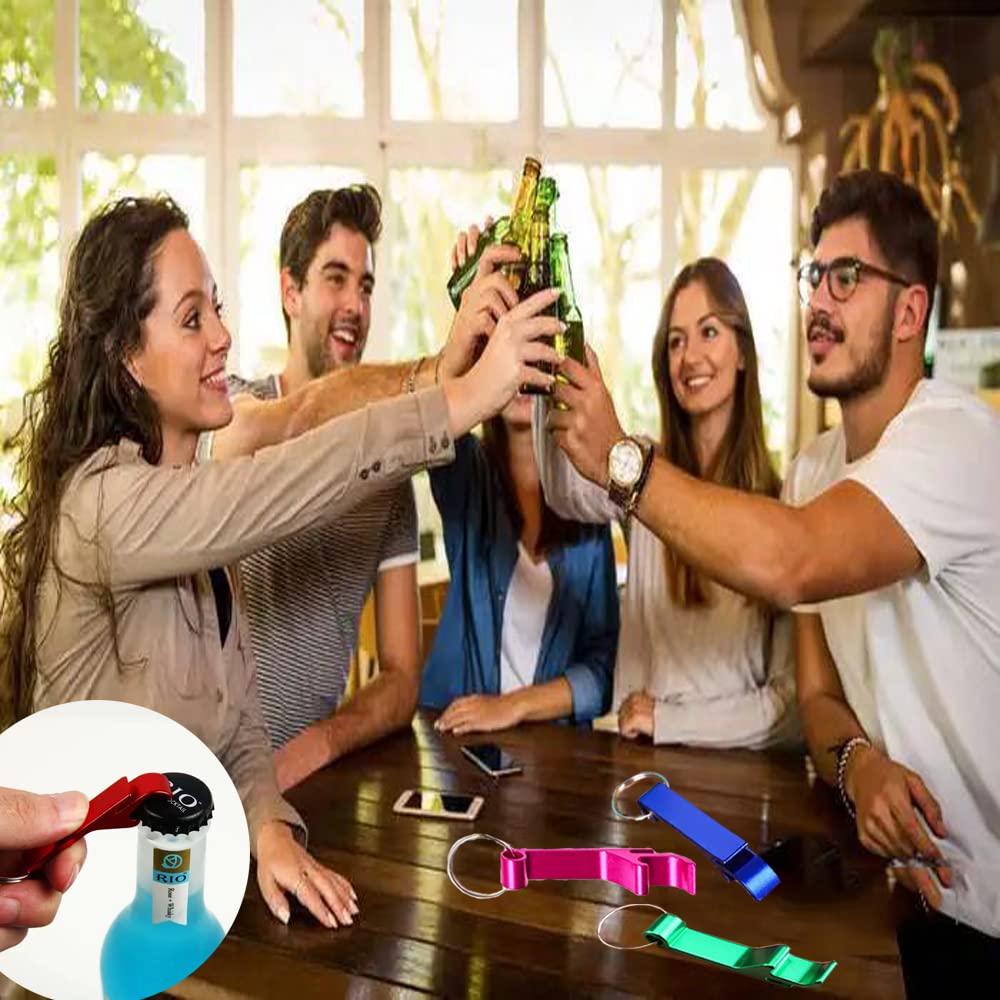 MTOMDY 100Pcs Colored Aluminum Bottle Opener Keychain, Soda Beverage Beer Bottle Opener Keychain, for Kitchen/Wedding/Bar/Party