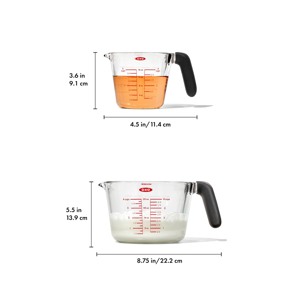OXO Good Grips Glass Measuring Cup Set, 2 Cup & 4 Cup with Non-Slip Handle