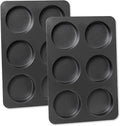Elesinsoz 2 Pcs English Muffin Pans, 3.6 Inch Non-Stick 6 Cup Straight Side Cupcake Pan, Hamburger Bun Pan for Baking Muffin Egg Sandwich Frittata Cinnamon Roll (Lid NOT Included)