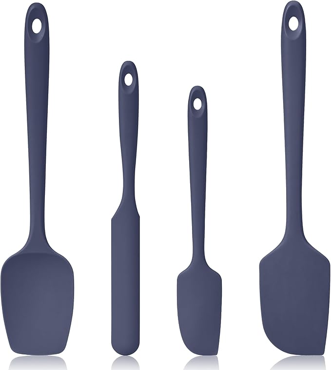 Lilybeam 600ºF Heat Resistant Silicone Spatula Spoonula Set of 4, Blue