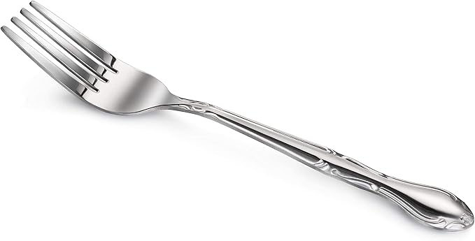New Star Foodservice Rose Pattern 18/0 Stainless Steel Dinner Fork, 7.2-Inch, Set of 12, Commercial Grade