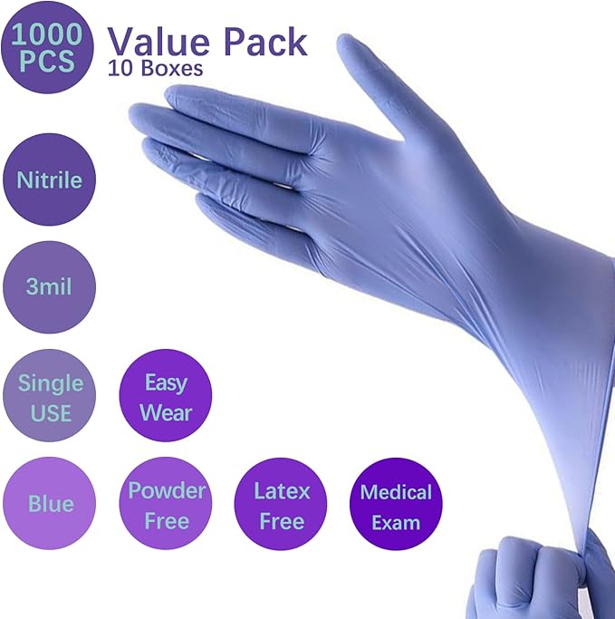Dr.GreenPanda Blue Nitrile Exam Gloves Small 1000pcs 3mil Food Safe