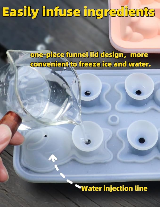 UIVXXUD Cute 3D Cat Ice Mold, Kitty Ice Cube Tray Popsicle Molds (Grey)