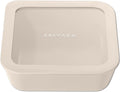 BRIVARA HOME Glass Food Storage Container with Lid, 5-Cup Medium Square | Microwave-Safe Airtight Lid, Oven-Safe Ceramic-Coated Glass | Zero Plastic, No PFAS/PFOA/BPA, Reusable [Crema]