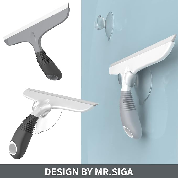 MR.SIGA Silicone Squeegee for Shower Doors, 10 inch, White & Gray, 2 Pack