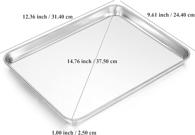 Stainless Steel Baking Sheet Cookie Sheet Pan with Cooling Rack Set of 4