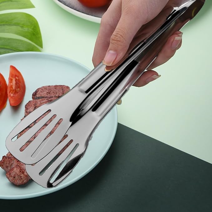 IAXSEE 4 PCS Serving Tongs Black Tongs 9 Inch Serving Utensils Stainless Steel Serving Tongs for Salad Buffet Appetizer Dessert Tong for Food Parties