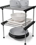carrotez Set of 2 Stackable Cabinet Organizer Shelf 9.8 x 7.8 x 6.1 Black