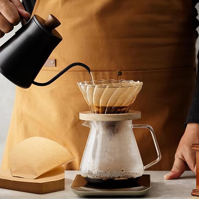 200 Count #4 Cone Coffee Filters 8-12 Cup, Natural Unbleached Disposable Coffee Filters, Compatible with Pour-Over and Drip Coffee Makers.
