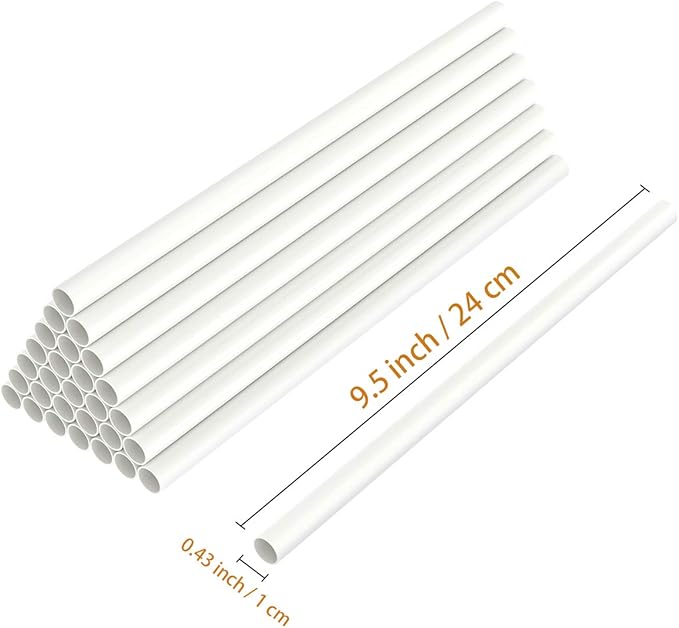 FurRain White Plastic Cake Dowel Rods for Tiered Cake Construction and Stacking Supporting Cake Round Dowels Straws with 0.4 Inch Diameter (9.5 Inch Length)