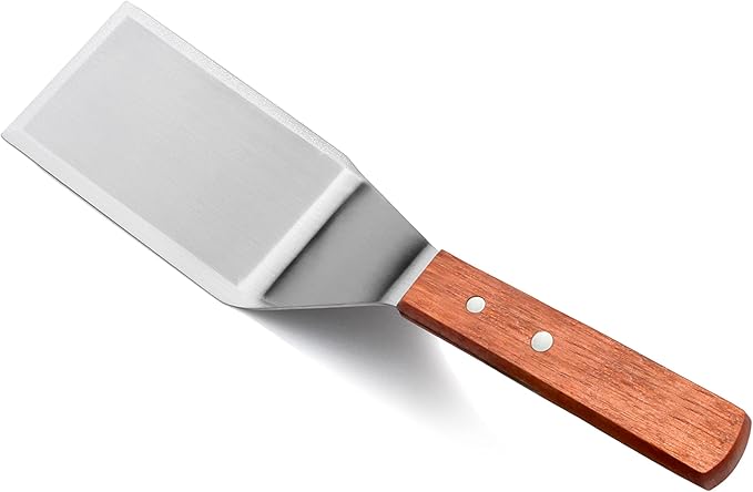 New Star Foodservice 11.5 Inch Heavy Duty Hamburger Turner, Commercial Restaurant Grade Stainless Steel Spatula with Cutting Edge and Wood Handle