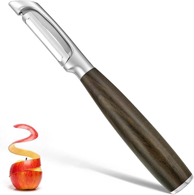 Vegetable Peeler, Swivel 304 Steel Blade, Wood Handle, Black Walnut