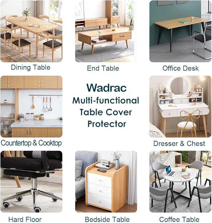Wadrac Clear Table Protector Plastic Table Cloths PVC Night Stand Table Cover Mat Office Desk Mat Shelf Surface Protection Crystal Children Painting Cover Pad Transprent Rectangular 23.6x31.5 inch