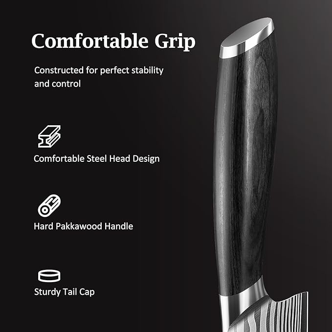 HOSHANHO 3 Pcs Knife Set, Professional Kitchen Knife Set, Pakkawood Handle