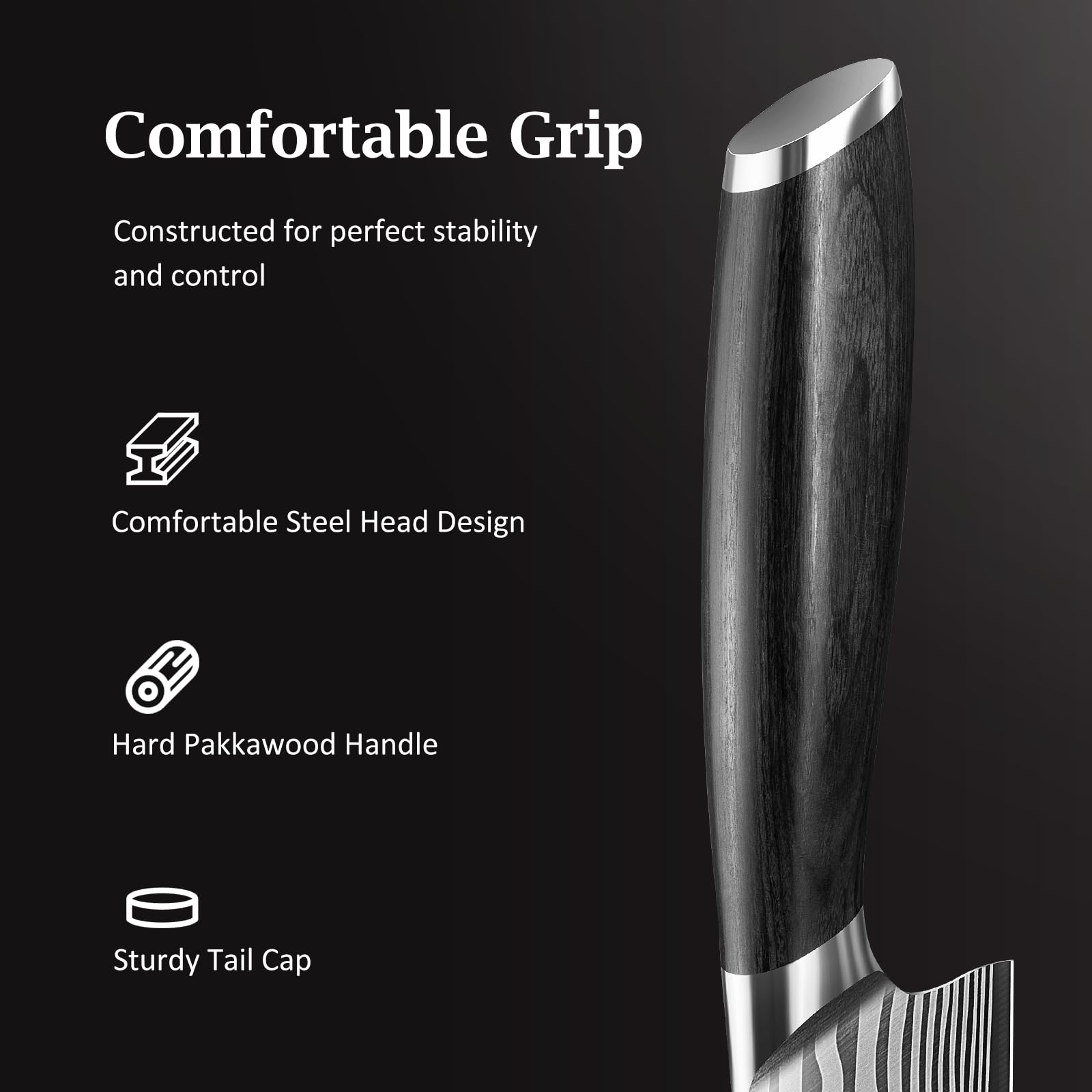 HOSHANHO 3 Pcs Knife Set, Professional Kitchen Knife Set, Pakkawood Handle
