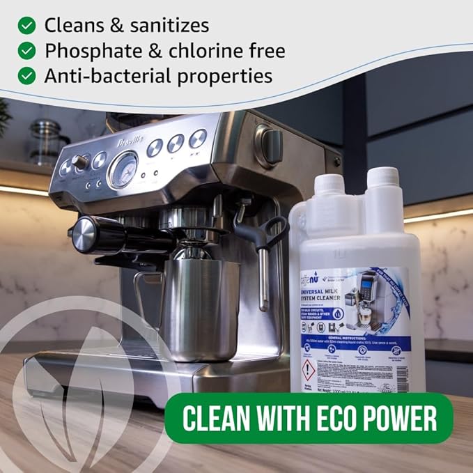 Caffenu Universal Milk System Cleaner, Use on All Machines, 33.8fl oz/1 L