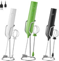 ELMWAY Rechargeable Milk Frother Set by ELMWAY, Electric Drink Blender with Wand and Egg Whisk, Foam Maker Mixer, Milk Frother Handled for Coffee, Latte, Matcha, Protein Powder (Green with Stand)
