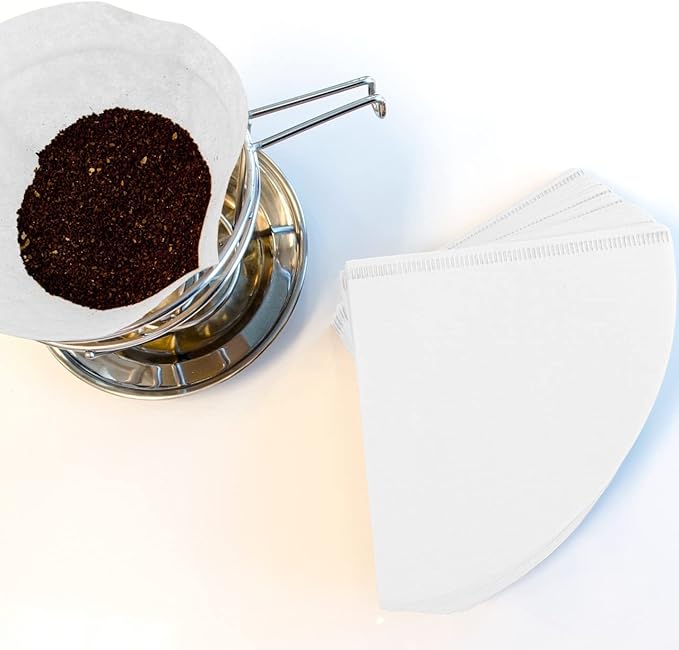 Bolio Premium Hemp White Paper Cone Coffee Filters - Peroxide Whitened - Compatible with V60 and All No.2 Size Pour Over Drippers - (Pack of 100)
