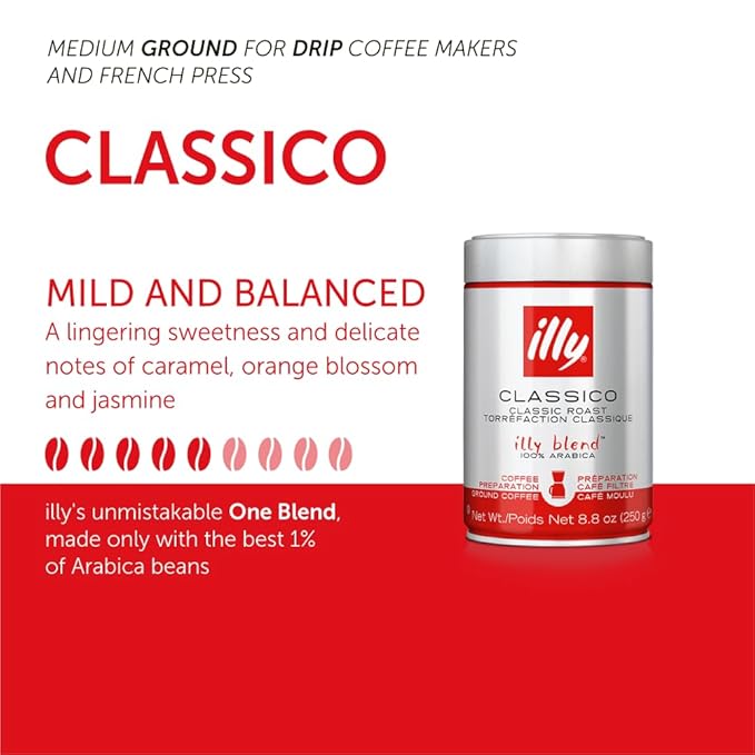 illy Ground Drip Coffee, Classico Medium Roast, 4.4 oz