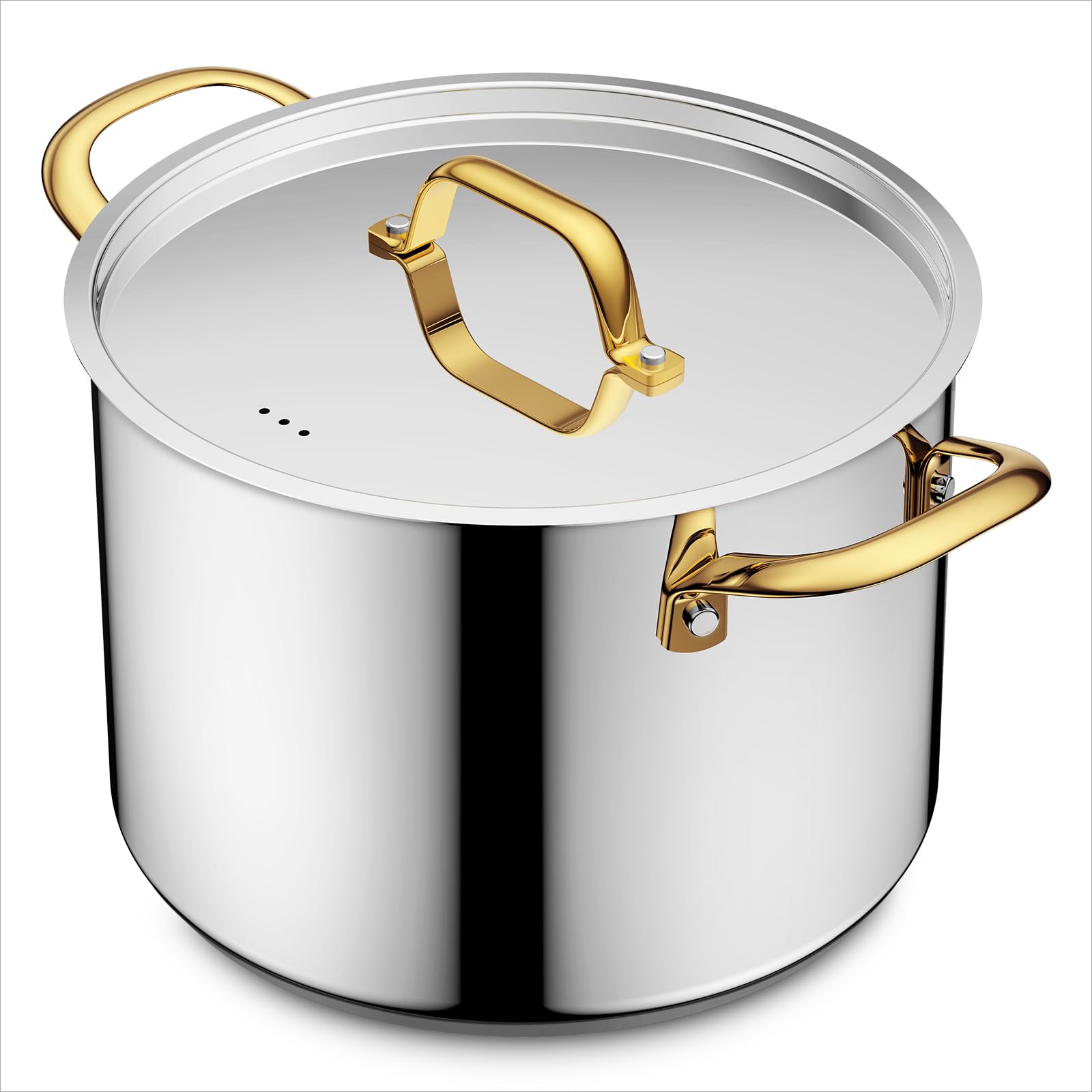 BEZIA 12 QT Stainless Steel Stock Pot, Uncoated Large Soup Pot with Lid