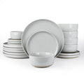 Famiware Milkyway 18-Piece Stoneware Dinnerware Set, Light Gray