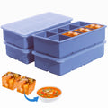 1/2 Cup Silicone Freezer Tray With Lid - Silicone Freezer Molds 4-Pack For meal prep & freezing of various sauces and other dishes, makes 32 perfect 1/2 cup portions cube (Blue 4 Pack)