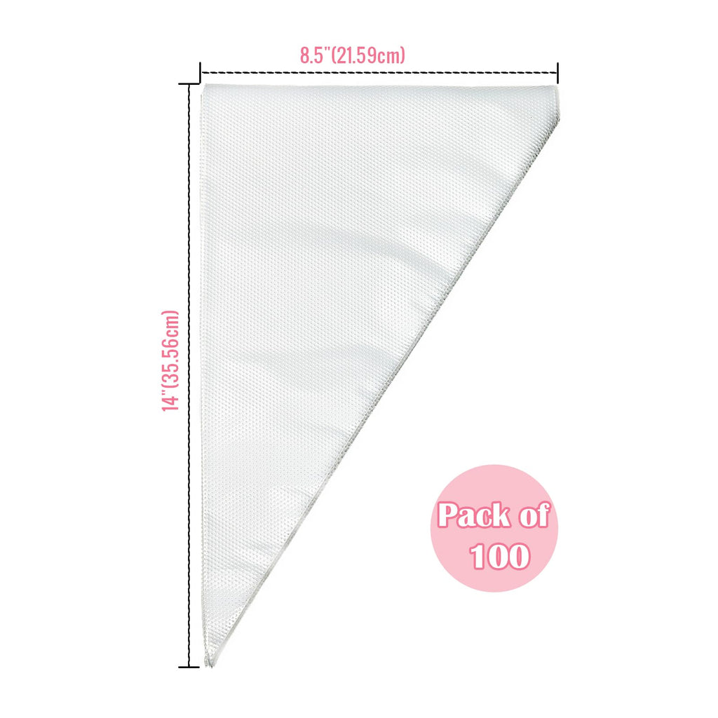 Keenpioneer Tipless Piping Bags 14" Pastry Bags Flat Pack of 100
